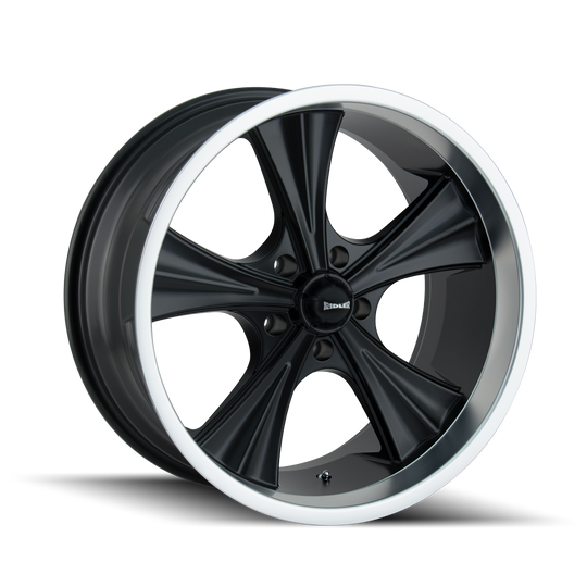 651-8965MB - Ridler 651 18X9.5 5X114.3 /  ET 0mm Matte Black with Machined Lip - Ridler Wheels Canada