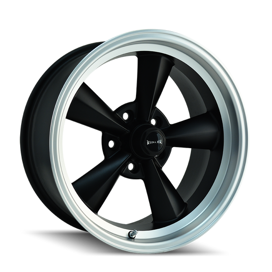675-7965MB - Ridler 675 17X9.5 5X114.3 /  ET -5mm Matte Black with Machined Lip - Ridler Wheels Canada