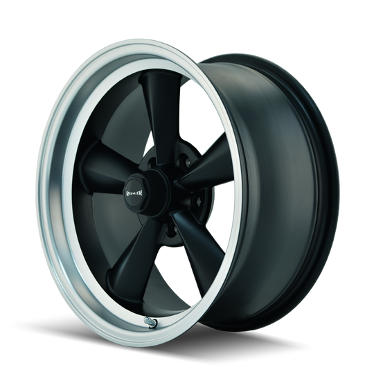 675-7965MB - Ridler 675 17X9.5 5X114.3 /  ET -5mm Matte Black with Machined Lip - Ridler Wheels Canada