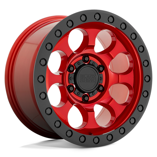 1790RIT-85127R71 - Black Rhino Riot 17X9 5X127 -18 mm Candy Red W/ Black Ring & Bolts - Black Rhino Wheels Canada