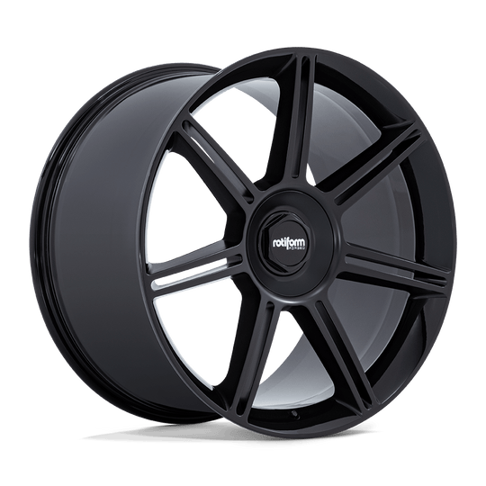 R907221263+60 - Rotiform Fra 22X12 5X130  60mm Gloss Black With Matte Black Spokes - Rotiform Wheels Canada