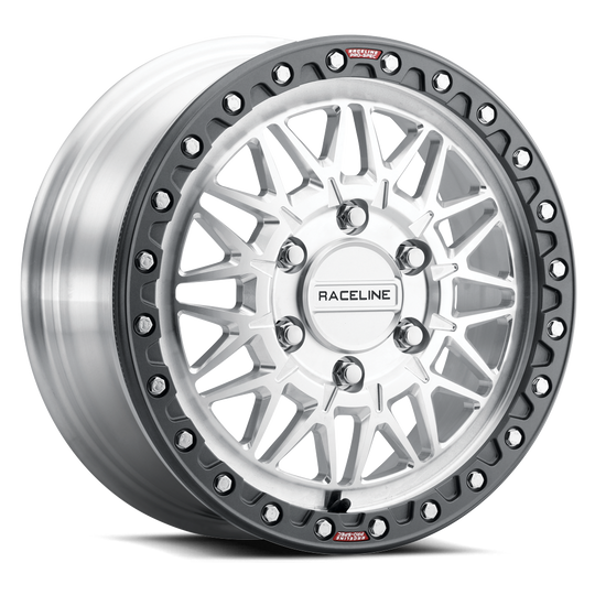 A13F-77060+60 - Raceline A13F Omega 17X7 6X139.7 60mm Machined with Gunmetal Real Beadlock - Raceline Wheels Canada