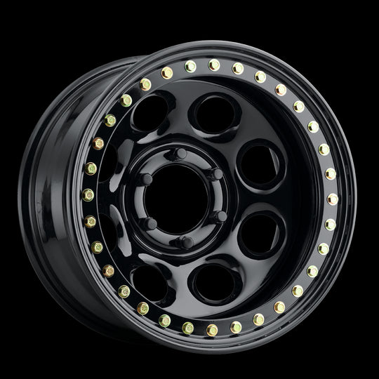 RT8158060 - Raceline Rock 8 RT81 15X8 6X139.7 -19mm Gloss Black Beadlock - Raceline Wheels Canada