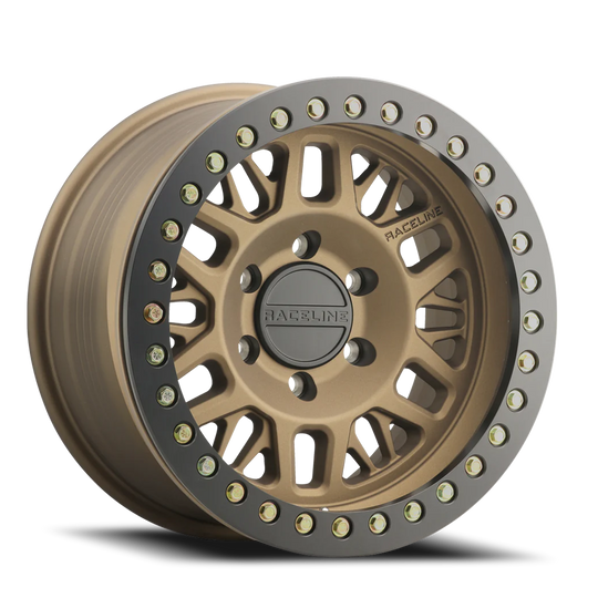RT951BZ-79065-12 - Raceline Ryno Cast Beadlock RT951BZ 17X9 6X135 -12mm Textured Matte Bronze Black Beadlock Ring - Raceline Wheels Canada
