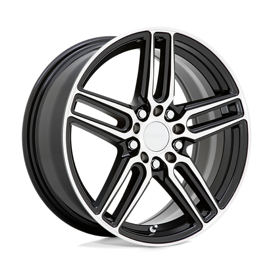 1880RDN385D20F76 - Ruff Nitro 18X8 5X112 / 5X120.65 38mm Gloss Black W/ Machined Face - Ruff Wheels Canada