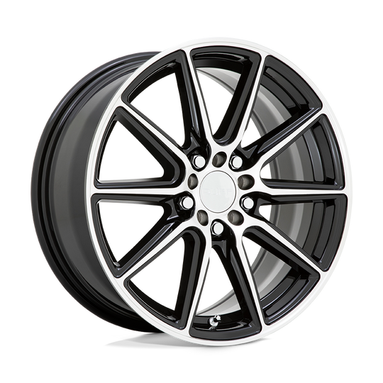 1880RDT385D04F72 - Ruff Throttle 18X8 5X114.3 / 5X100 38mm Gloss Black W/ Machined Face - Ruff Wheels Canada