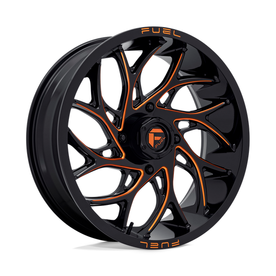 D7802070A644 - Fuel Off-Road D780 Runner 20X7 4X137 13mm Gloss Black Milled Orange - Fuel Off-Road Wheels Canada