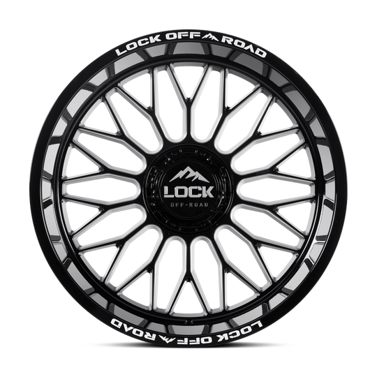 RAMPAGE-22236GBM - Lock Extreme Rampage 22X12 6X135 / 6X139.7 ET -44mm Gloss Black Milling - Lock Extreme Wheels Canada