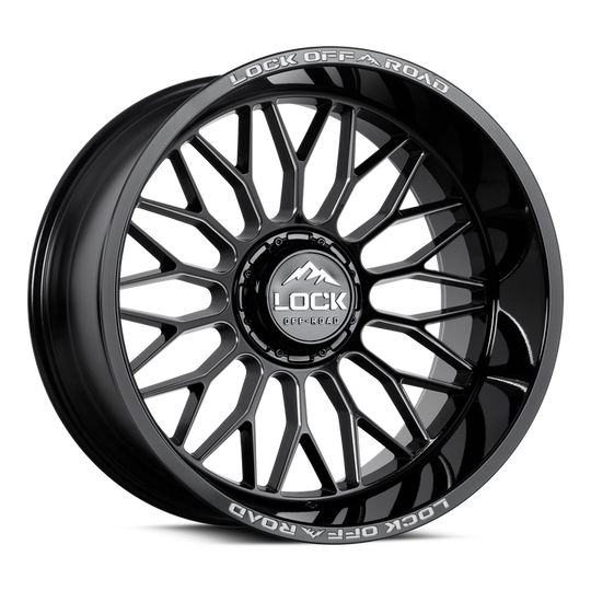 RAMPAGE-22188GBM - Lock Extreme Rampage 22X10 8X180 ET -18mm Gloss Black Milling - Lock Extreme Wheels Canada