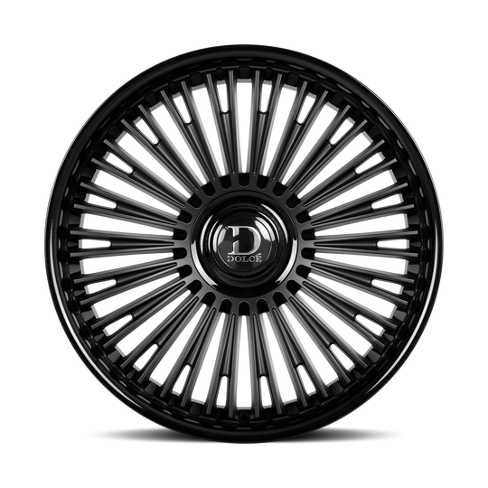 RAZZO-241000GLMBF25 - Dolce Luxury Razzo 24X10 Blank ET 25mm Glossy Black Lip Matte Black Face - Dolce Luxury Wheels Canada