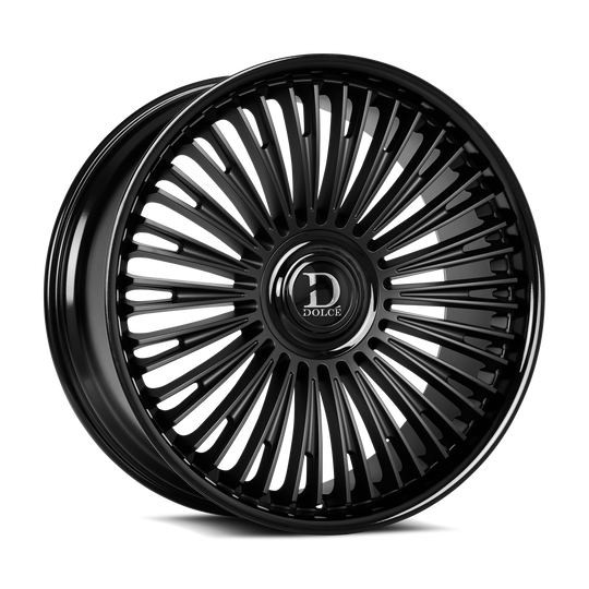 RAZZO-229500GLMBF18 - Dolce Luxury Razzo 22X9.5 Blank ET 18mm Glossy Black Lip Matte Black Face - Dolce Luxury Wheels Canada