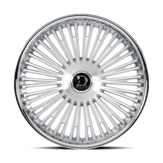 RAZZO-241036GSBF - Dolce Luxury Razzo 24X10 6X139.7 / 6X135 ET 35mm Glossy Silver Brush Face Stainless Lip - Dolce Luxury Wheels Canada
