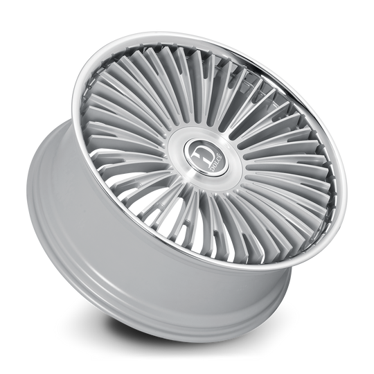 RAZZO-241000GSBF25 - Dolce Luxury Razzo 24X10 6X139.7 ET 25mm Glossy Silver Brush Face Stainless Lip - Dolce Luxury Wheels Canada
