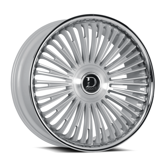 RAZZO-229500GSBF18 - Dolce Luxury Razzo 22X9.5 6X139.7 ET 18mm Glossy Silver Brush Face Stainless Lip - Dolce Luxury Wheels Canada