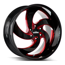 Charger l'image dans la galerie, C05263924DGBMLR - Strada Street Classics C05 Retro 5 22X10 6X139.7 24mm Gloss Black Candy Red Milled - Strada Street Classics Wheels Canada