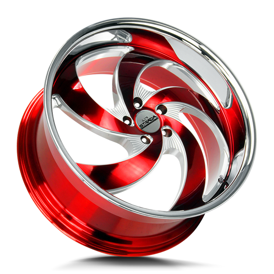 C05251515RMLSS - Strada Street Classics C05 Retro 5 22X9 5X115 15mm Candy Red Milled Ss Lip - Strada Street Classics Wheels Canada