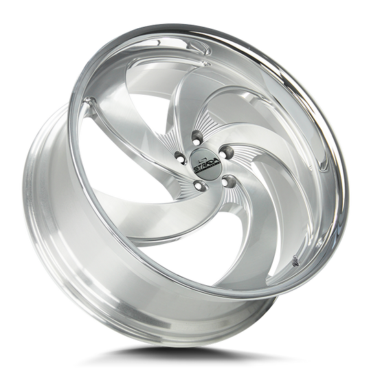C05051435BFSMLSS - Strada Street Classics C05 Retro 5 20X8.5 5X114.3 35mm Brushed Face Silver Milled Ss - Strada Street Classics Wheels Canada