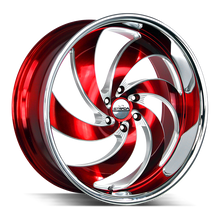 Charger l'image dans la galerie, C06463924RMLSS - Strada Street Classics C06 Retro 6 24X10 6X139.7 24mm Candy Red Milled Ss Lip - Strada Street Classics Wheels Canada