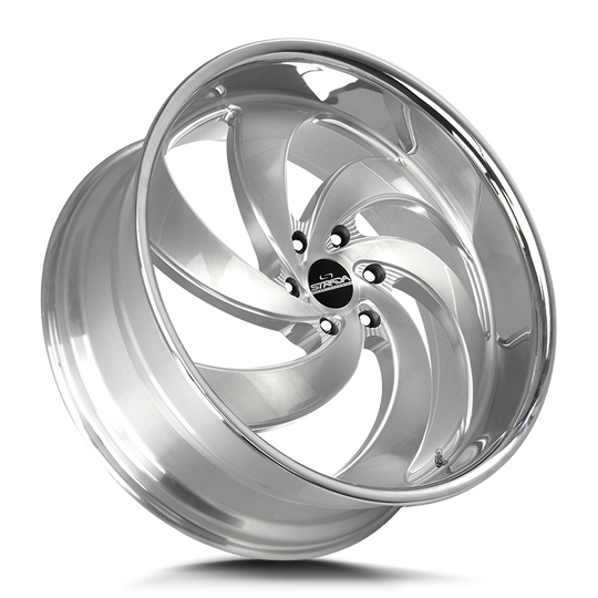 C06400015BFSMLSS - Strada Street Classics C06 Retro 6 24X10 BLANK 15mm Brushed Face Silver Milled Ss - Strada Street Classics Wheels Canada