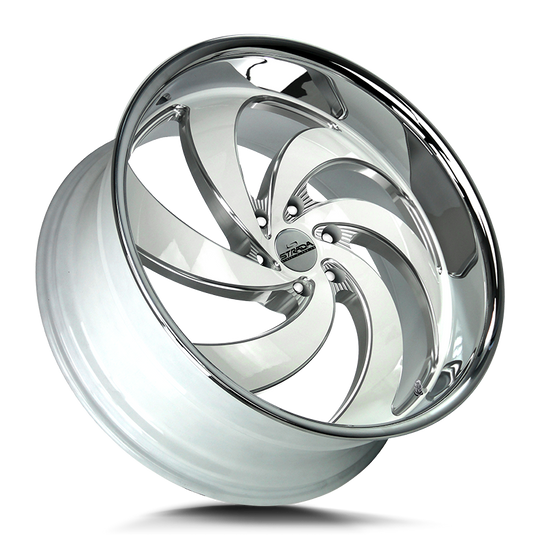 C06463524WMLSS - Strada Street Classics C06 Retro 6 24X10 6X135 24mm Gloss White Milled Ss Lip - Strada Street Classics Wheels Canada