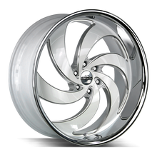 Load image into Gallery viewer, C06463924WMLSS - Strada Street Classics C06 Retro 6 24X10 6X139.7 24mm Gloss White Milled Ss Lip - Strada Street Classics Wheels Canada