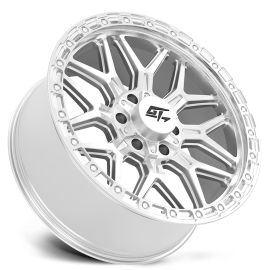 GT31181709160129 - GT Offroad Revolt 17X9 6X135 / 6X139.7 ET -12mm Hyper Silver Machined Face - GT Offroad Wheels Canada