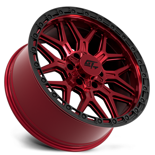 GT31331809120126 - GT Offroad Revolt 18X9 5X127 / 5X139.7 ET -12mm Red Anodized with Black Ring - GT Offroad Wheels Canada