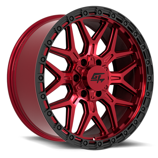 GT3133201016189 - GT Offroad Revolt 20X10 6X135 / 6X139.7 ET -18mm Red Anodized with Black Ring - GT Offroad Wheels Canada
