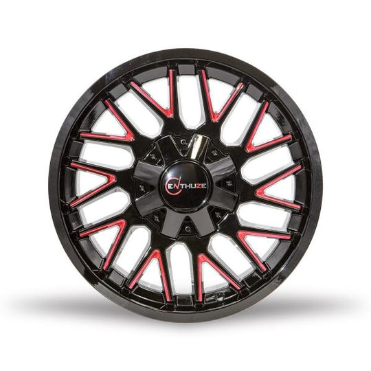 ENTP803AE-1790TU18 - Enthuze Revolver 17X9 6X135 / 6X139.7 18mm Gloss Black & Red - Enthuze Wheels Canada