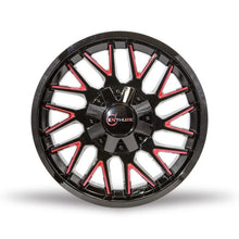 Load image into Gallery viewer, ENTP803AE-2090TU18 - Enthuze Revolver 20X9 6X135 / 6X139.7 18mm Gloss Black &amp; Red - Enthuze Wheels Canada