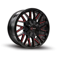 Load image into Gallery viewer, ENTP803AE-1890TU18 - Enthuze Revolver 18X9 6X139.7 / 6X135 18mm Gloss Black &amp; Red - Enthuze Wheels Canada