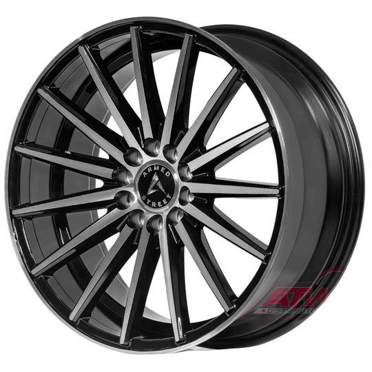 B152-1985-15-115 - Armed Street Rival 19X8.5 5X109 ET 32mm Gloss Black Machined - Armed Street Wheels Canada
