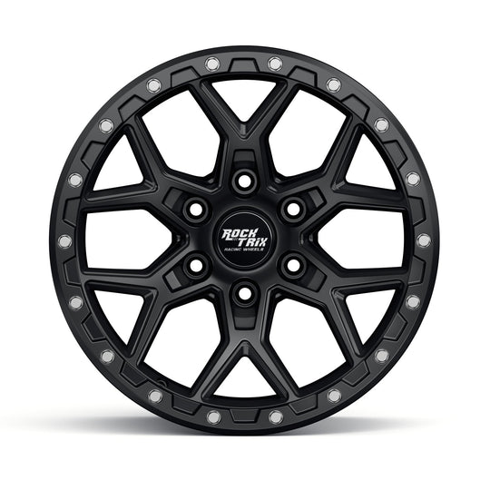 V10120 - Rocktrix RT107 17X9 6X139.7 -12mm Matte Black - Rocktrix Wheels Canada