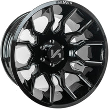 Load image into Gallery viewer, K13122208345 - Arkon Roosevelt 22X12 6X139.7 -51mm Gloss Black with Milled Edges - Arkon Wheels Canada