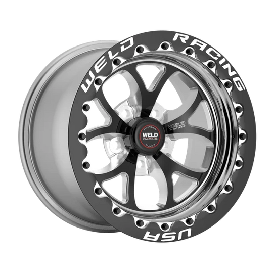 76MB7105B83F - Weld Racing S76 Beadlock 17X10.5 5X120.65 ET 65mm Black Center - Polished Shell - Weld Racing Wheels Canada