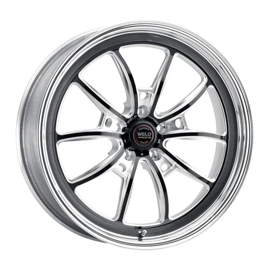 80HB8050J21A - Weld Racing S80 18X5 5X112 ET -23mm Black Center - Polished Shell - Weld Racing Wheels Canada