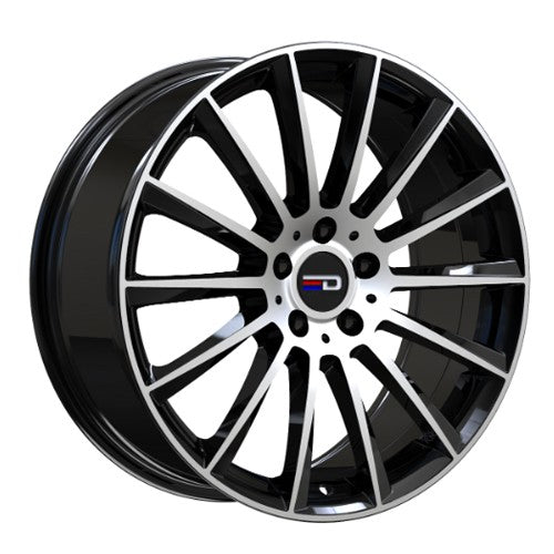 SAC1985F45666GBMTO - Euro Design Sacco 19X8.5 5X112 ET 45mm Gloss Black And Machined Face - Euro Design Wheels Canada