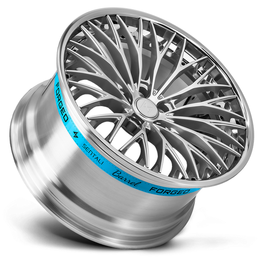 SB1419951384 - Sentali Barrel Forged SB1 19X9.5 5X114.3 38mm Polished Lip / Hyper Silver Centre - Sentali Barrel Forged Wheels Canada