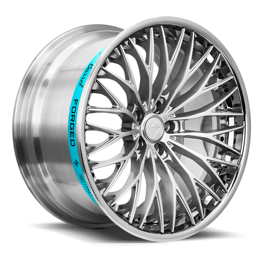SB14201052401 - Sentali Barrel Forged SB1 20X10.5 5X112 40mm Polished Lip / Hyper Silver Centre - Sentali Barrel Forged Wheels Canada