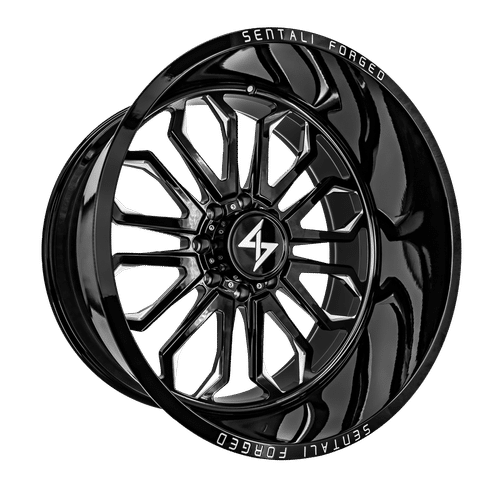 SF324145176BM - Sentali Forged SF-3 24X14 5X127 -76mm Gloss Black Milled - Sentali Forged Wheels Canada