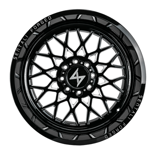 SF524148376BM - Sentali Forged SF-5 24X14 8X170 -76mm Gloss Black Milled - Sentali Forged Wheels Canada
