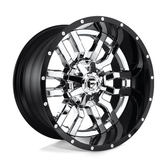 D27020208247 - Fuel Off-Road D270 Sledge 20X12 8X165.1 -43 mm Chrome Plated Gloss Black Lip - Fuel Off-Road Wheels Canada