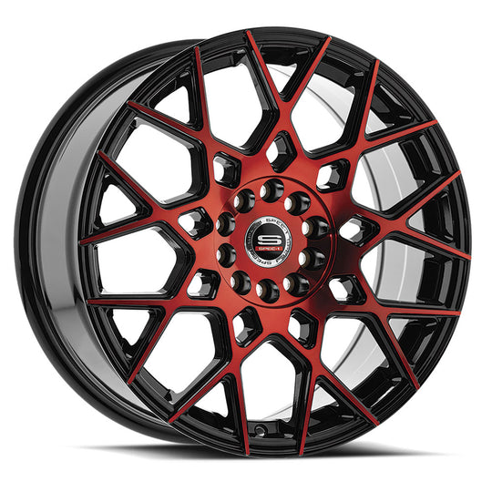SP-5217753242BMR - Spec-1 SP-52 17X7.5 5X114.3 / 5X108 42mm Gloss Black & Red Machined - Spec-1 Wheels Canada