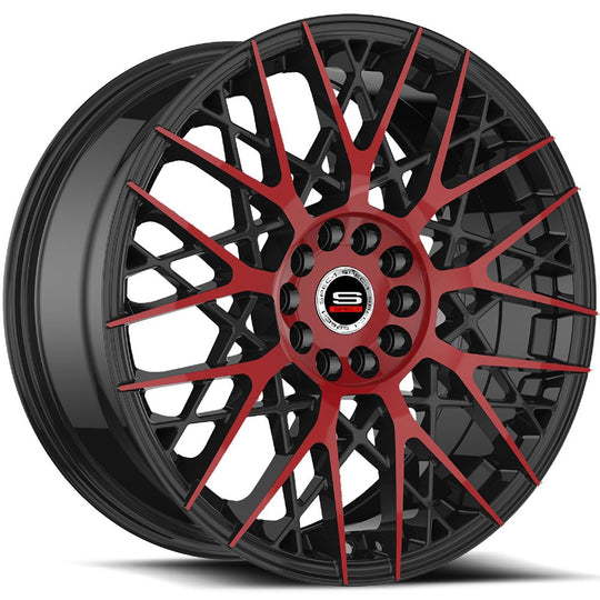 SP-5320852338BMR - Spec-1 SP-53 20X8.5 5X100 / 5X114.3 38mm Gloss Black & Red Machined - Spec-1 Wheels Canada