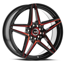 Charger l'image dans la galerie, SP-5418803638BMR - Spec-1 SP-54 18X8 5X112 / 5X114.3 38mm Gloss Black &amp; Red Machined - Spec-1 Wheels Canada