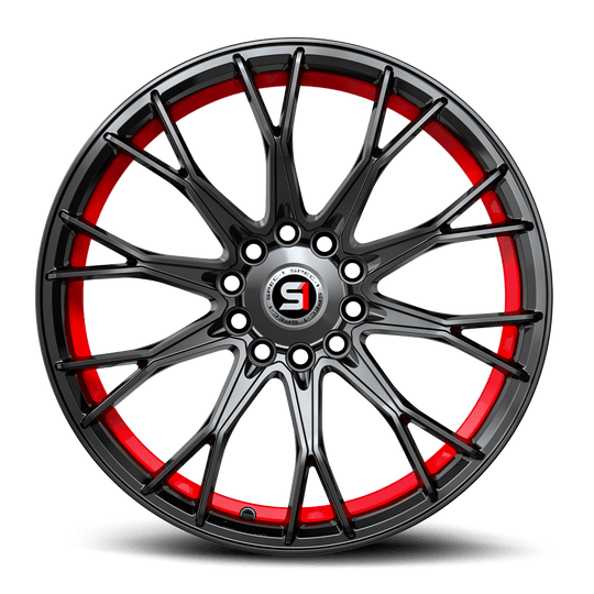 SP-591883638GBRU - Spec-1 SP-59 18X8 5X112 38mm Gloss Black & Red Undercut - Spec-1 Wheels Canada