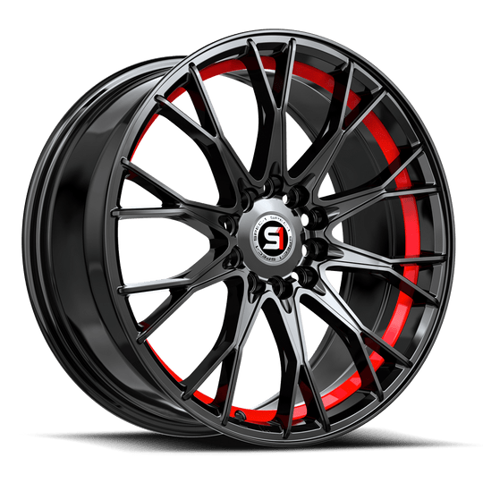 SP-591883538GBRU - Spec-1 SP-59 18X8 5X110 38mm Gloss Black & Red Undercut - Spec-1 Wheels Canada