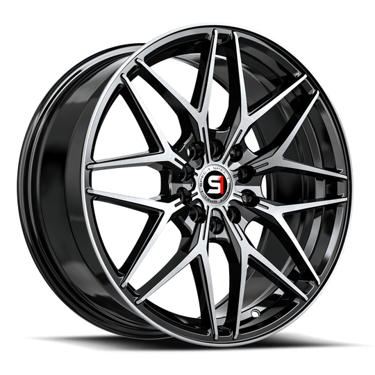 SP-6017752342BM - Spec-1 SP-60 17X7.5 5X100 42mm Gloss Black & Machined - Spec-1 Wheels Canada