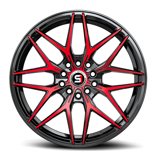 SP-601882338BMR - Spec-1 SP-60 18X8 5X100 38mm Gloss Black & Red Machined - Spec-1 Wheels Canada