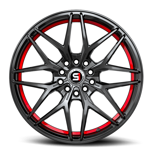 SP-6017752342GBRU - Spec-1 SP-60 17X7.5 5X100 42mm Gloss Black & Red Undercut - Spec-1 Wheels Canada